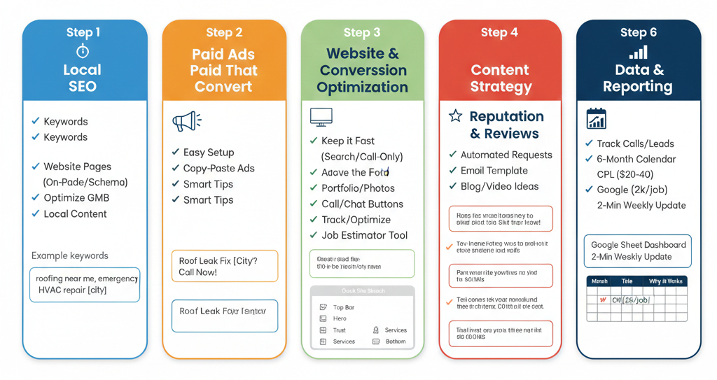 6-Step Contractor Marketing Playbook 6-step contractor marketing infographic