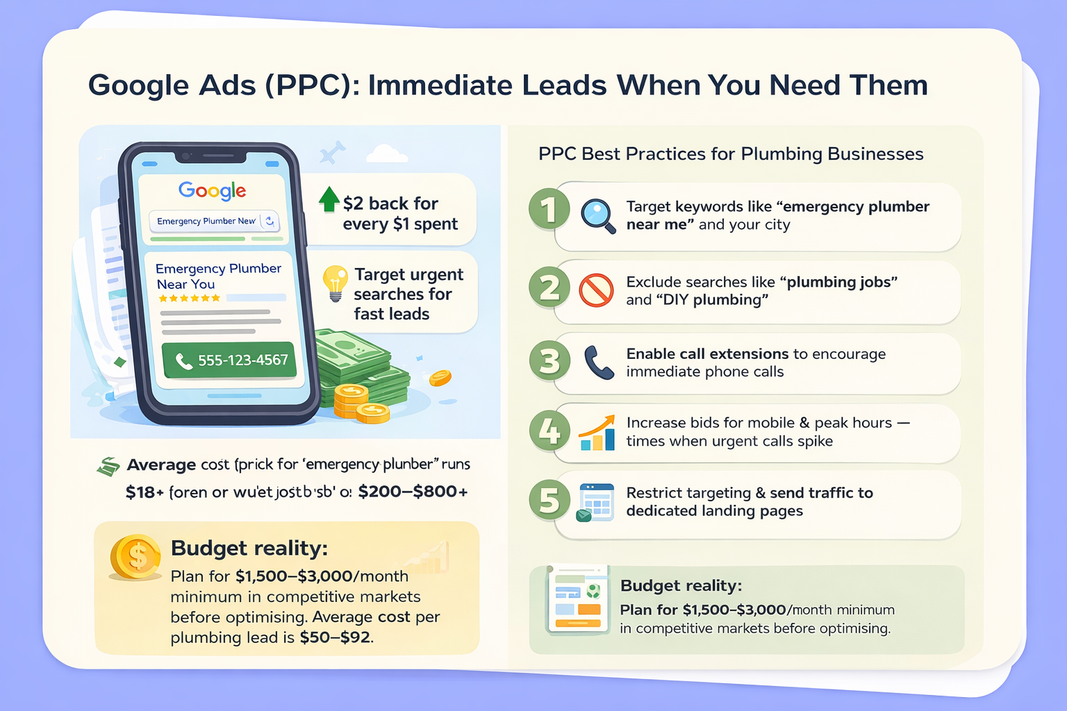 Google Ads PPC Plumbing Leads Infographic