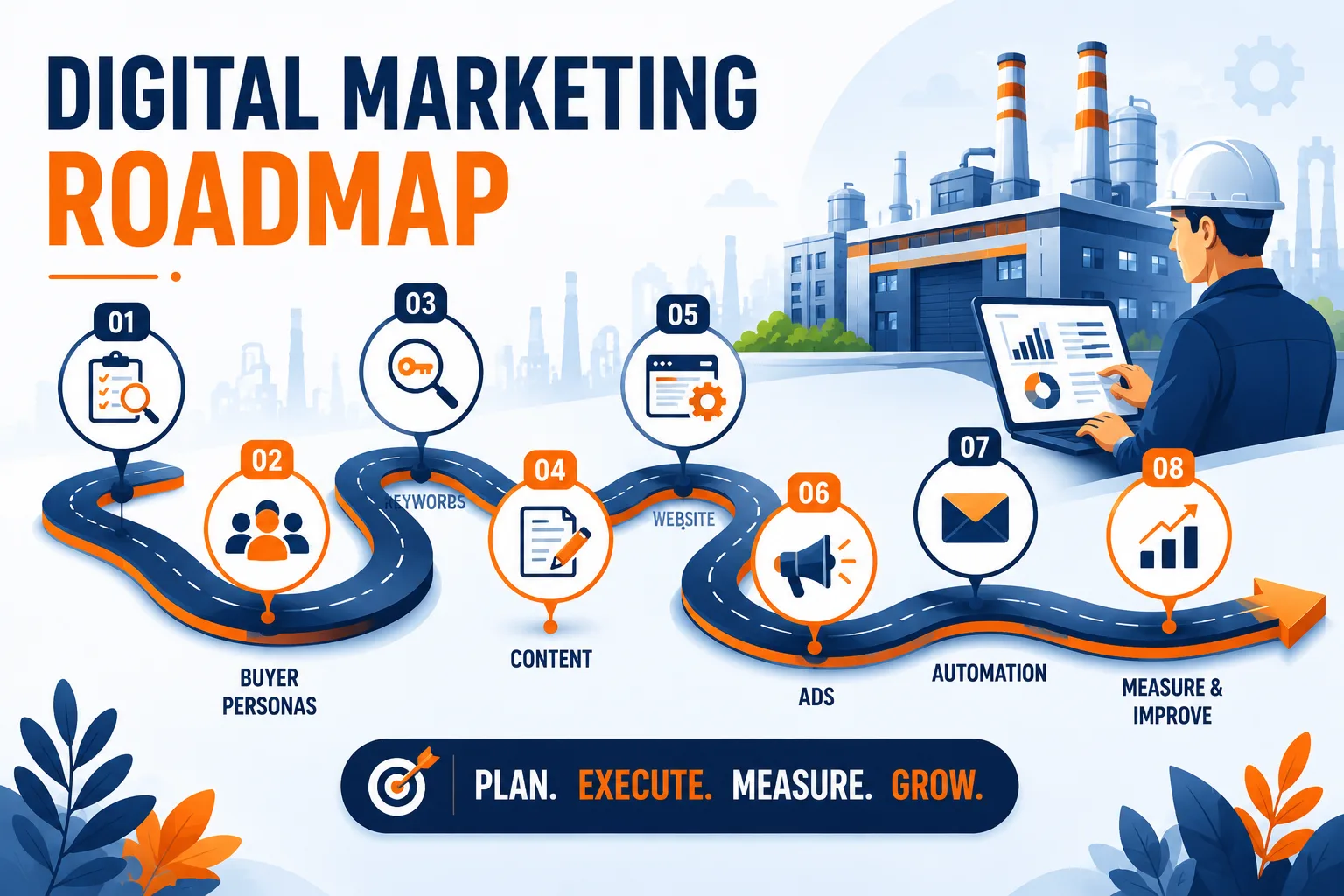Digital marketing roadmap infographic