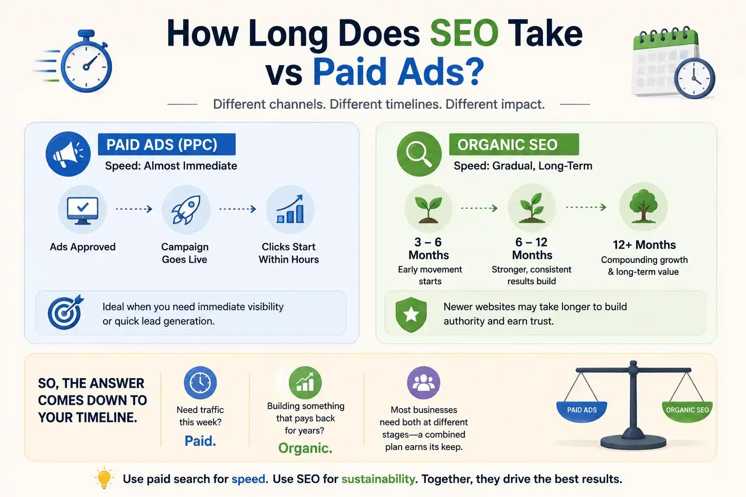 SEO Vs Paid Ads Timeline